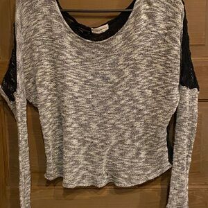 Chic Black and Gray Long Sleeve Top